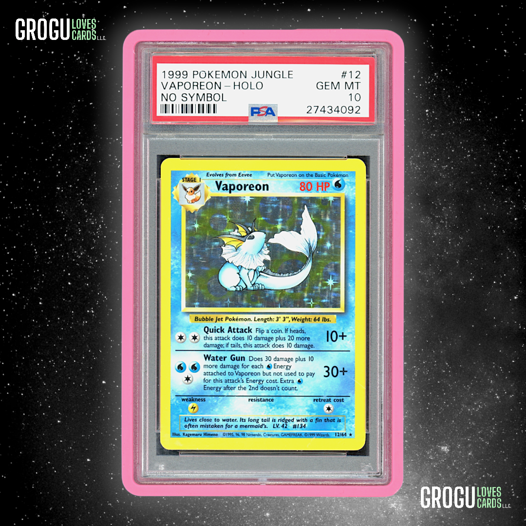 Pokemon - Jungle Vaporeon NO SYMBOL ERROR - PSA 10 GEM - POP Pokemon - Jungle Vaporeon NO SYMBOL ERROR - PSA 10 GEM - POP