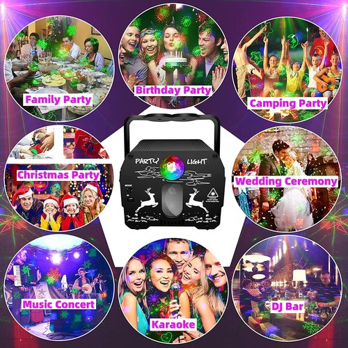 4in1 LED Laser Light Disco Ball+Strobe+RGB+480 Muster Programme Akku Partylicht - Bild 12 von 13