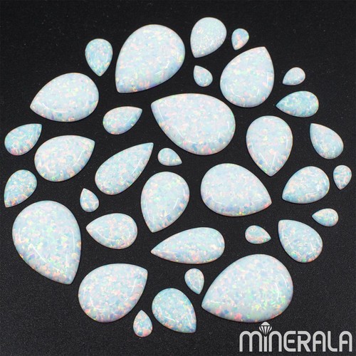 ÓPALO BLANCO CREADO EN LABORATORIO PIEDRAS PRECIOSAS SINTÉTICAS PERA CABUJÓN 3x5mm-18x25mm WP001D7 - Imagen 6 de 6