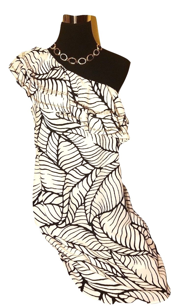 NWT Woherren Apt. 9 Bandage Ruffle Dress - Weiß & schwarz w Gold Embroiderot NWT Woherren Apt. 9 Bandage Ruffle Dress - Weiß & schwarz w Gold Embroiderot