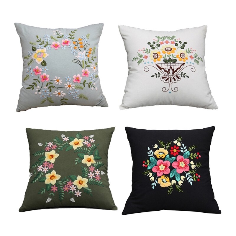 Pillow Covers Sewing Kits Flowers Pillow Covers Embroidery Kits Sewing Supplies-image