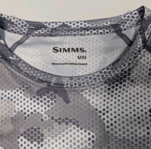 Simms Challenger Solar Tech Jersey Hex Flo Camo Steel UPF 30 Men's Medium - Picture 6 of 11