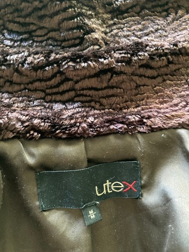 VINTAGE Utex Faux Persian Lamb Fur JACKET in DK BROWN Mint condition szMED - Picture 6 of 9
