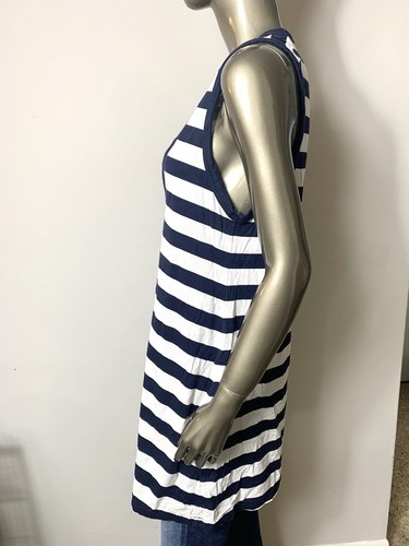 Y3 Yohji Yamamoto Striped V Neck Blue & White Dress Top Tunic Sz S-M - Picture 3 of 9