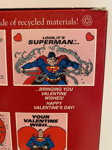 Vintage 1993 Superman Box of 38 Valentines Day Cards Carlton Cards New Sealed - Picture 5 of 11