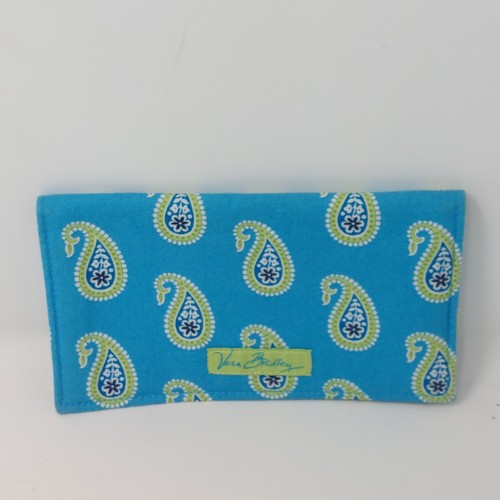 Vera Bradley Bermuda Blue Checkbook Wallet Paisley Cotton Canvas Bohemian Hippie - Picture 4 of 7