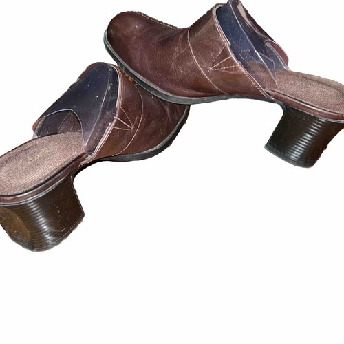 Clarks Damengröße 7 braun Leder 2" Absatz Pantoletten Pantoletten Clogs bequeme Schuhe - Bild 5 von 7