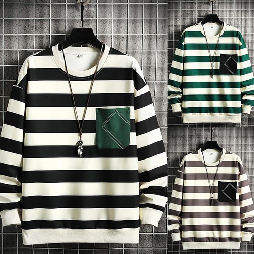 Cultured Fashion Men's O Neck Strip Top Suitable for Various Occasions