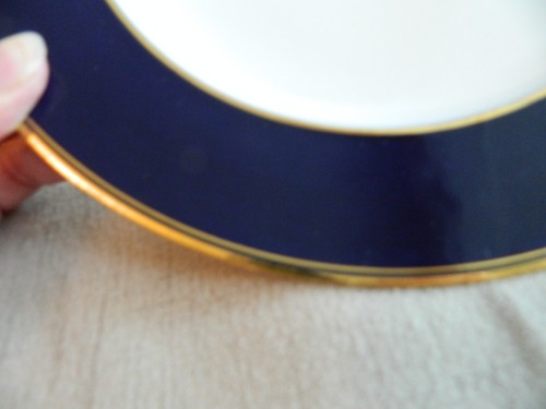 Pirken Hammer China Cobalt Blue Gold Trim 9 1/2" Luncheon Plate 4-5 - Picture 2 of 4