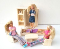 Wooden Toy Furniture For Fashion Dolls, Natural Pinewood Furniture Wooden Toy Furniture For Fashion Dolls, Natural Pinewood Furniture