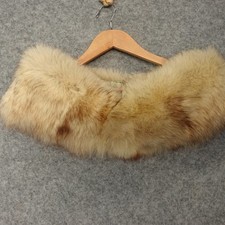 Real Fox Fur Shawl Wrap Women Cream Beige Fuzzy Scarf Detachable Collar Mob Wife