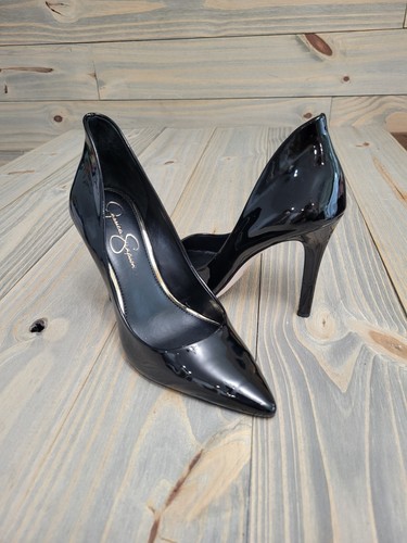 Jessica Simpson Cambredge Stilettos, Size 10 Black Patent Leather - Picture 2 of 9
