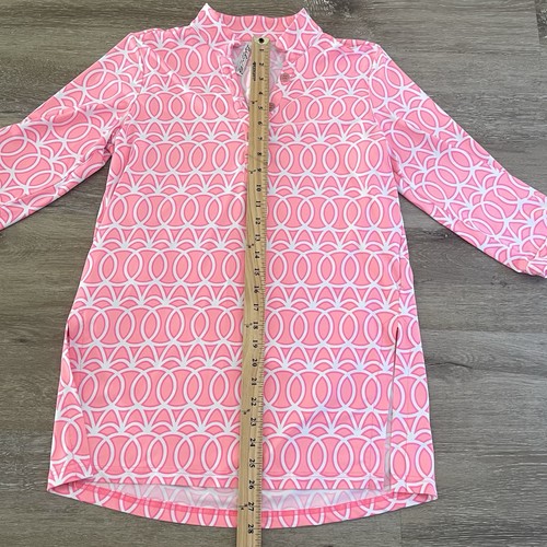 Lulu B rosa Kreise Knopf Tunika klein Oversize Catalina Tuch Resort Urlaub - Bild 2 von 7