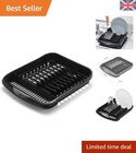 Modern Plate Dish Drainer - Soft Black 33x39.5 cm for Effortless Kitchen Style