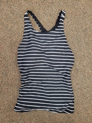 Calia Carrie Underwood Womens XS Extra Small Black White Stripe Swim Crop Top