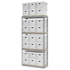 Record Storage Rack With 24 Boxes 42"W x 15"D x 84"H Gray