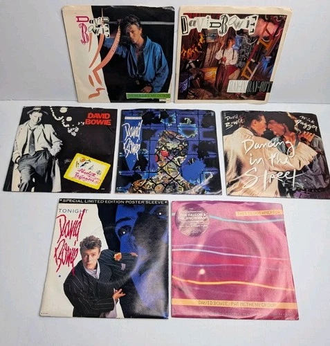 Lot Of 7 David Bowie 45 RPM 7" Records With Picture Sleeves