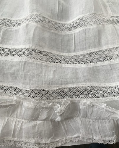 antique Edwardian wh cotton lawn bodice+skirt set, lace ruffles top S skirt M - Picture 9 of 22