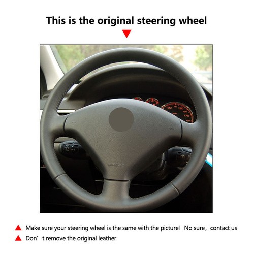 Black Leather Blue Strip Steering Wheel Cover For Peugeot 307 2001-2008 307 SW - Picture 2 of 9