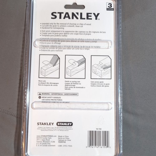 Vintage Neu 3 Stck Stanley Holz Stechbeitel Set #16-150 schwarzer Griff 1/2", 3/4" & 1" - Bild 2 von 2