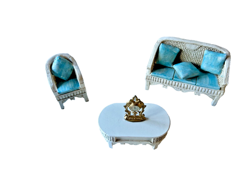 Collections Etc 3 Pc Miniature Doll House Sitting Room Furniture - Picture 2 of 6