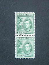 1938 - 1944 KGVI Trinidad & Tobago $1.20 Green Pair Used.