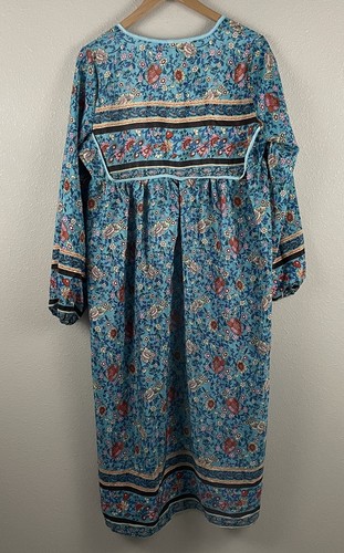 Vestido Boho Midi R. Vivimos Mujer M Manga Larga Azul Estampado Floral Borla - Imagen 4 de 4