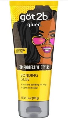 Got2b Glued Bonding Glue, For Protective styles, Gentle on Scalp, Wig Glue 6 oz