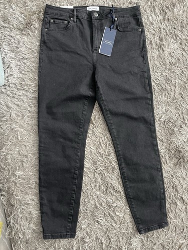 Jack Wills Aimie Mid Rise Skinny Black Grey  Jeans W 32 L 28 UK 14 New With Tags - Picture 3 of 4