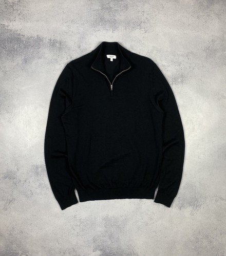 Suéter Reiss Para Hombre Grande Negro Media Cremallera Lana Merino Pullover... - Imagen 1 de 11