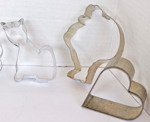 Vintage 8 Aluminium tiefe Keks Keksausstecher Knochen Katze Kuh Weihnachtsmann Herz I - Bild 5 von 8