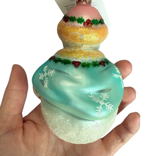 Christopher Radko Jolly Wrap Junior Snowman Glass Christmas Holiday Ornament JDF - Picture 6 of 8