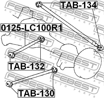 SET OF 2 WHEEL SUSPENSION CONTROL ARM/TRAILING ARM FEBEST 0125-LC100R1 2 PCS - Picture 3 of 4