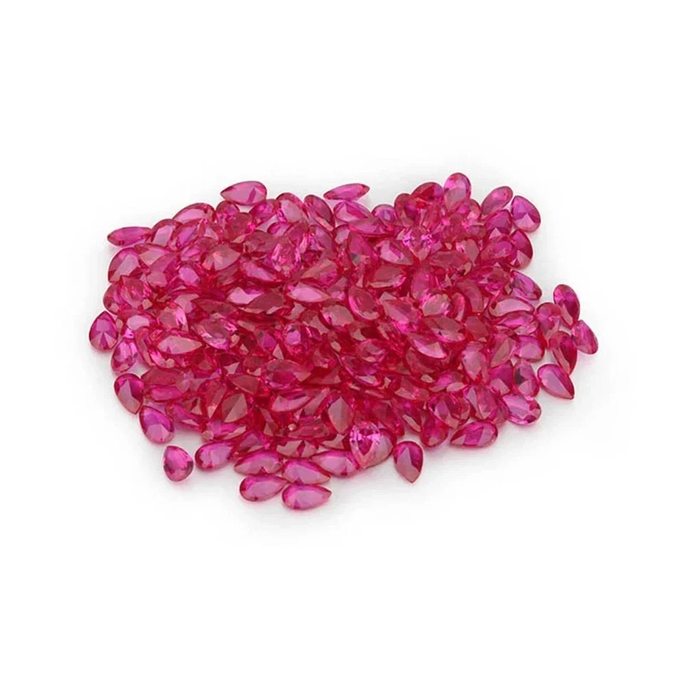 Red Ruby Natural 90 Pcs Pear Cut Lot Certified Loose Gemstone With Free Gift - Image 2 of 4