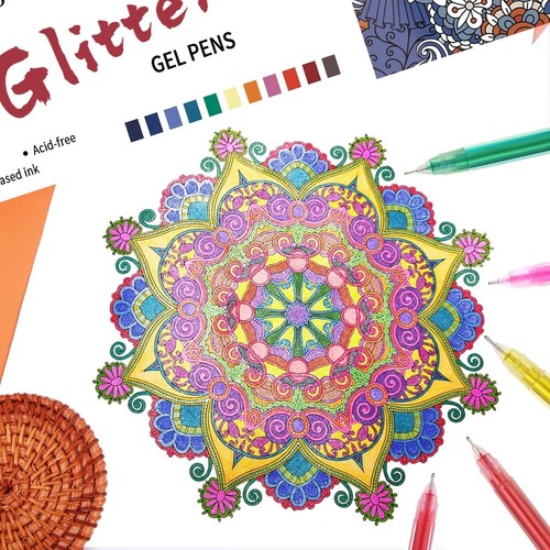 Gel Pen Glitter Pens 0.8-1.0MM Tip 24 Count (Pack of 1), Multicolor - Picture 5 of 6
