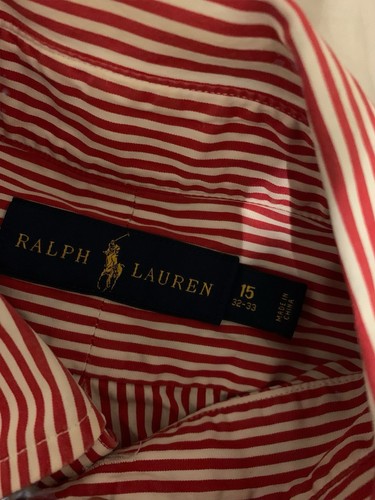 Camisa Ralph Lauren Para Hombre Manga Larga Abotonada A Rayas 15/32/33 - Imagen 7 de 8