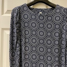 Tommy Hilfiger Women's Size 6 Geo Print Dress Long Sleeve Stretch Puff Sleeve