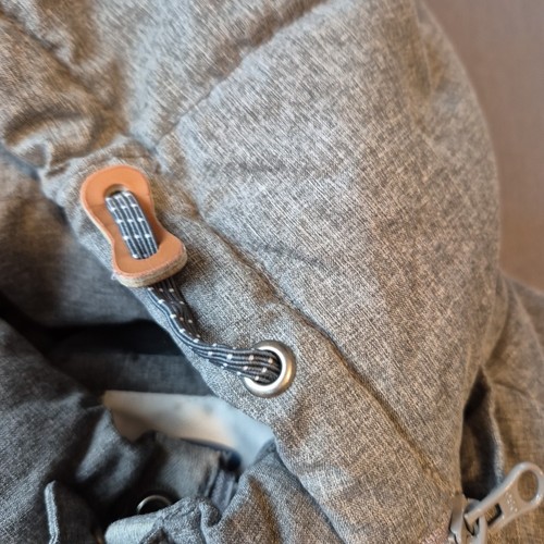Chaqueta acolchada de invierno gris medio azul marino antigua para hombre cremallera completa broches de presión bolsillos con capucha cavy - Imagen 10 de 19