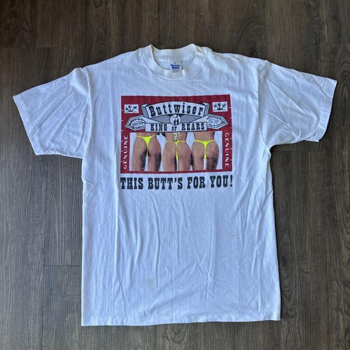 Vintage Budweiser T Shirt Buttwiser Medium King Of Rears Graphic Parody Funny