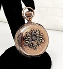 ANTIQUE ELGIN 6S 10K TRI-COLOR GOLD DIAMOND HC  MECHANICAL POCKET WATCH,RUNS
