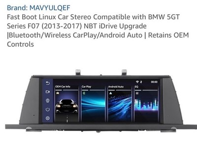 Fast Boot Linux Car Stereo For BMW 5GT Series F07 2013-2017