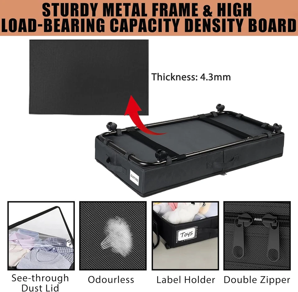 Contenitori Sottoletto Con Ruote 2 Pezzi 96L Scatole per Armadio Salvaspazio Org - Immagine 4 di 4