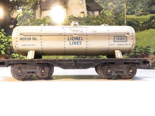 LIONEL TRAINS PRE-WAR TINPLATE 1680 SHELL TANK CAR- 027 - G00D - M14