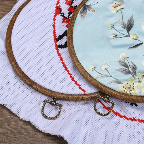 5pcs 10" Embroidery Hoops Frame Round Imitated Wood Circle Cross Stitch Hoop - Photo 5/7