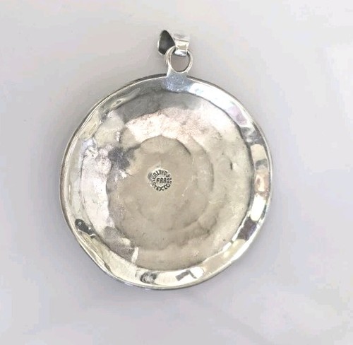Vintage TAXCO Sterling Silver Domed Astrology Wheel Pendant 28G 3"x2.5" - Picture 3 of 4