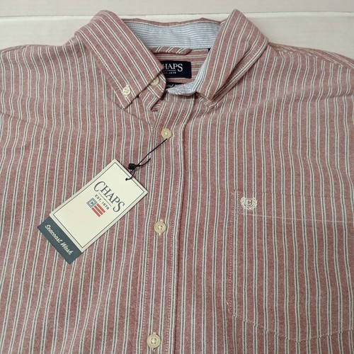 Chaps Seacoast Wash Oxford Woven Hemd Herren XL Oxford Granatapfel gestreift - Bild 3 von 8