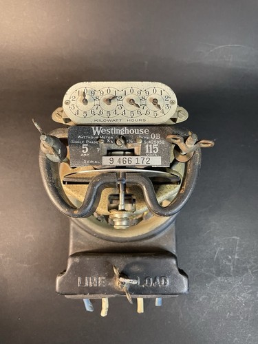 Vintage Westinghouse Electric Watt Hour OB Meter Original 115V 5A For Parts
