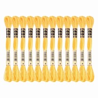 12 SträNge Stickgarn, Polyester, Gelb (12 Stk.)