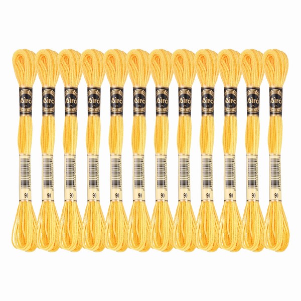 12 SträNge Stickgarn, Polyester, Gelb (12 Stk.)-image