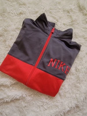 Sweat pull Nike rouge et gris zippé avec des poches vintage enfant taille L - Photo 1/4